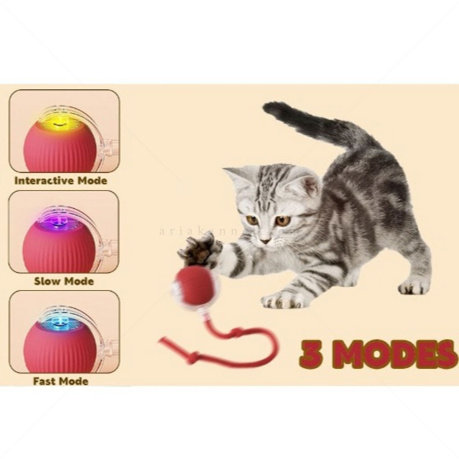 Интерактивна топка с въже и силиконово покритие AMAZONIA, 1 брой, различни цветове