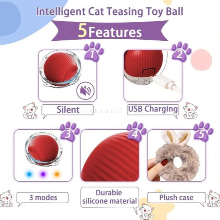 Интерактивна топка с ушички, опашка и силиконово покритие AMAZONIA, 1 брой, различни цветове