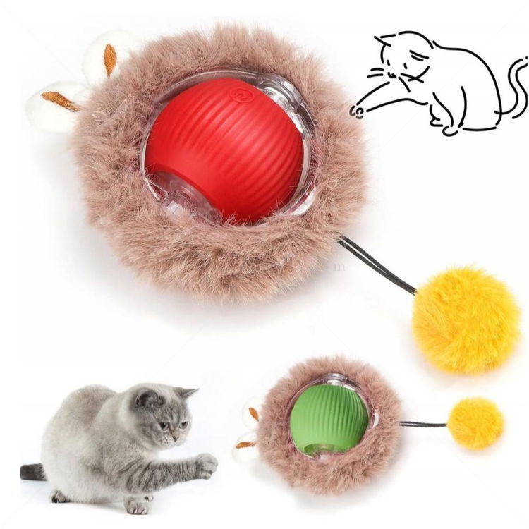 Интерактивна топка с ушички, опашка и силиконово покритие AMAZONIA, 1 брой, различни цветове