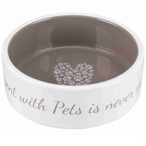 Керамична купа Pet's Home TRIXIE, бяла с бежово, 12 см