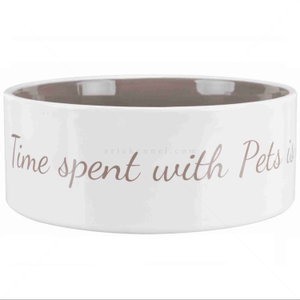 Керамична купа Pet's Home TRIXIE, бяла с бежово, 16 см