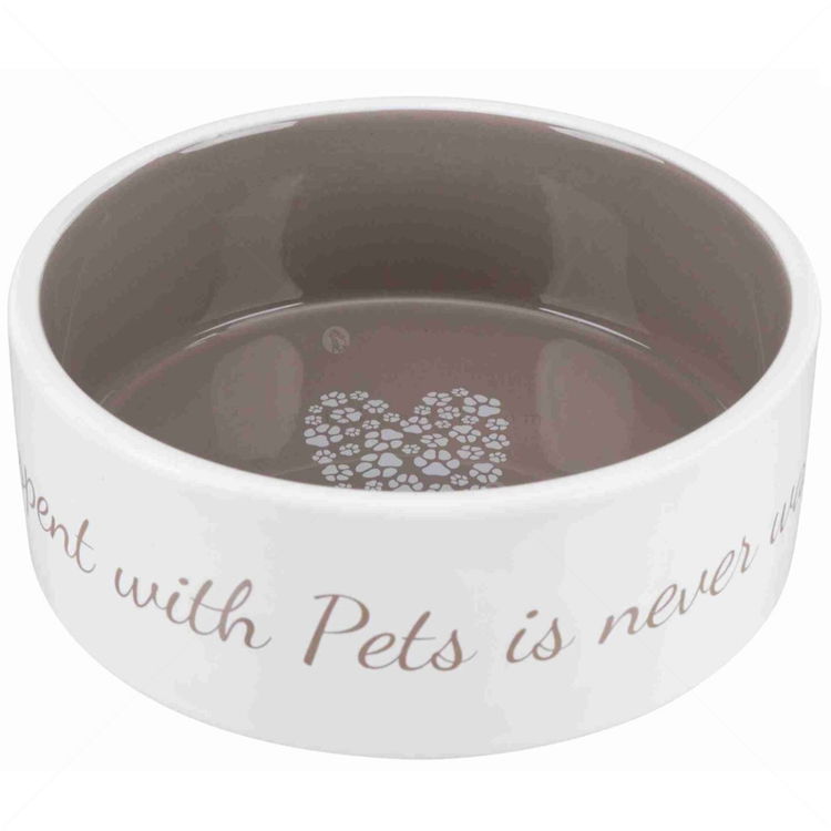 Керамична купа Pet's Home TRIXIE, бяла с бежово, 16 см