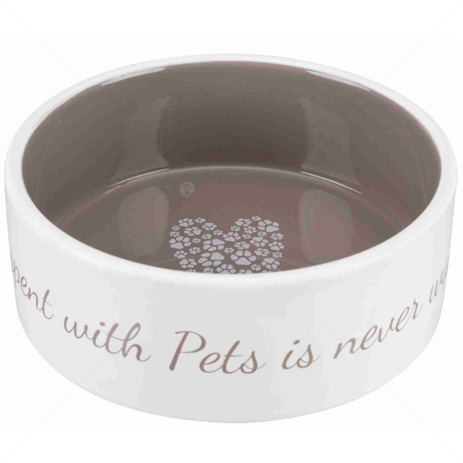 Керамична купа Pet's Home TRIXIE, бяла с бежово, 16 см