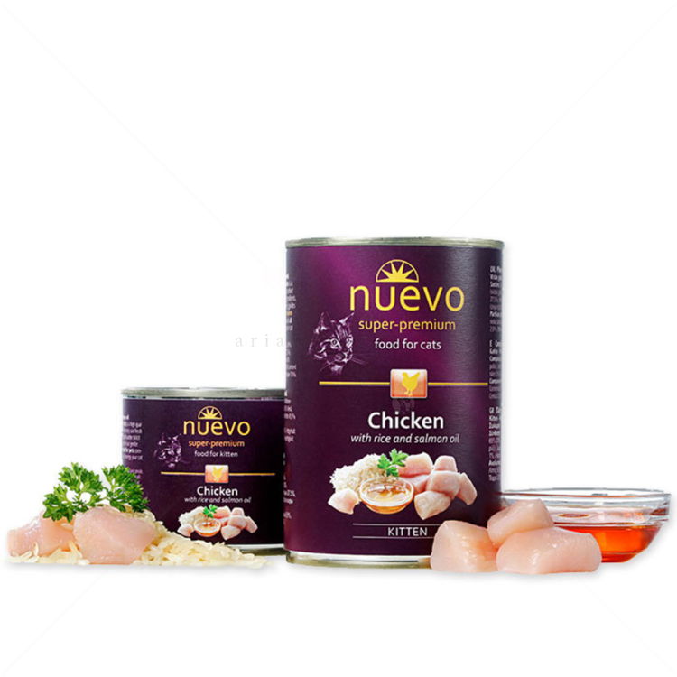 Консерва за малки котенца 400 гр NUEVO Kitten Chicken, rice and salmon oil