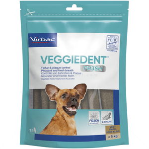 Ламели за дъвчене за кучета с тегло до 5 кг VIRBAC VeggieDent Fr3sh