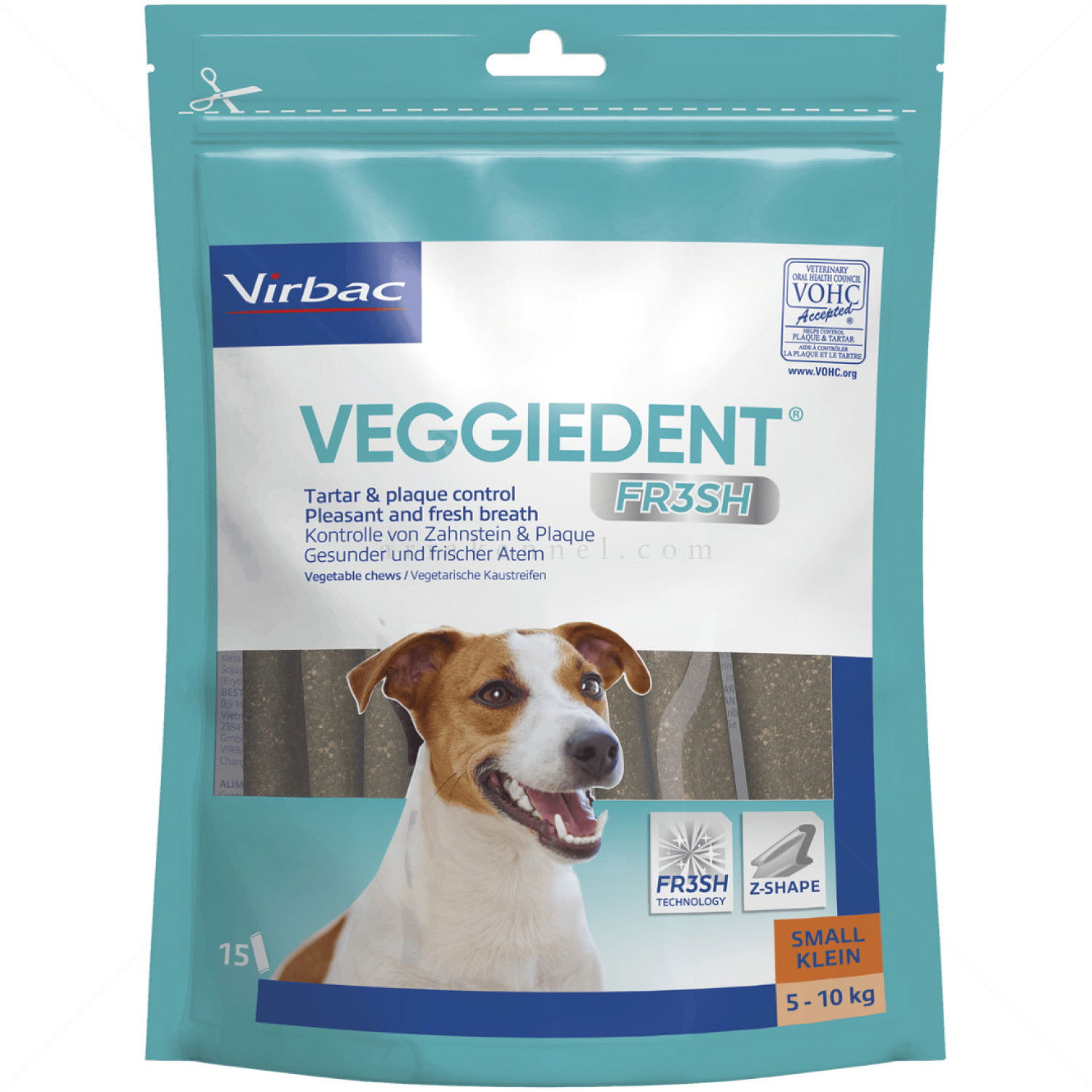 Ламели за дъвчене за кучета с тегло от 5 до 10 кг VIRBAC VeggieDent Fr3sh