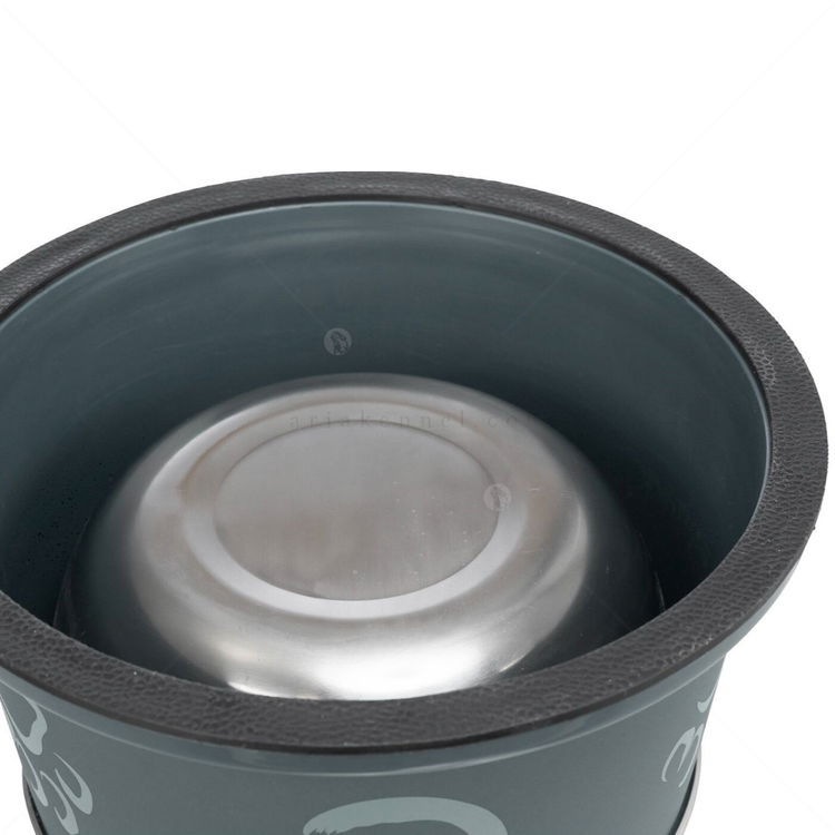 Метална купа с пластмасово покритие и гумена основа TRIXIE, Кокер, 19 см, сива