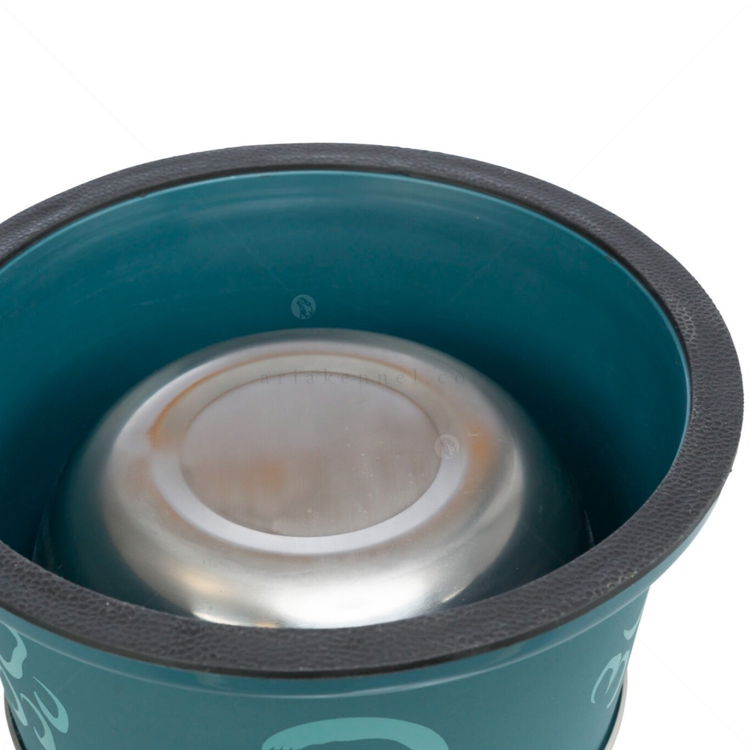 Метална купа с пластмасово покритие и гумена основа TRIXIE, Кокер, 19 см, тюркоаз