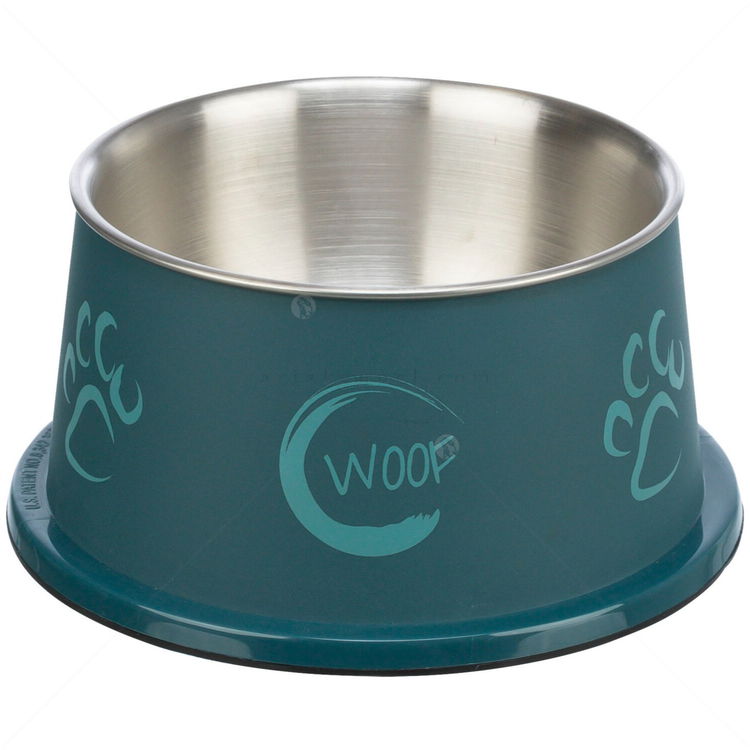 Метална купа с пластмасово покритие и гумена основа TRIXIE, Кокер, 19 см, тюркоаз