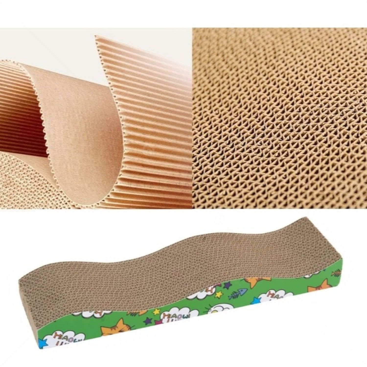 Драскало от картон "Вълна" ANIPRO, зелено