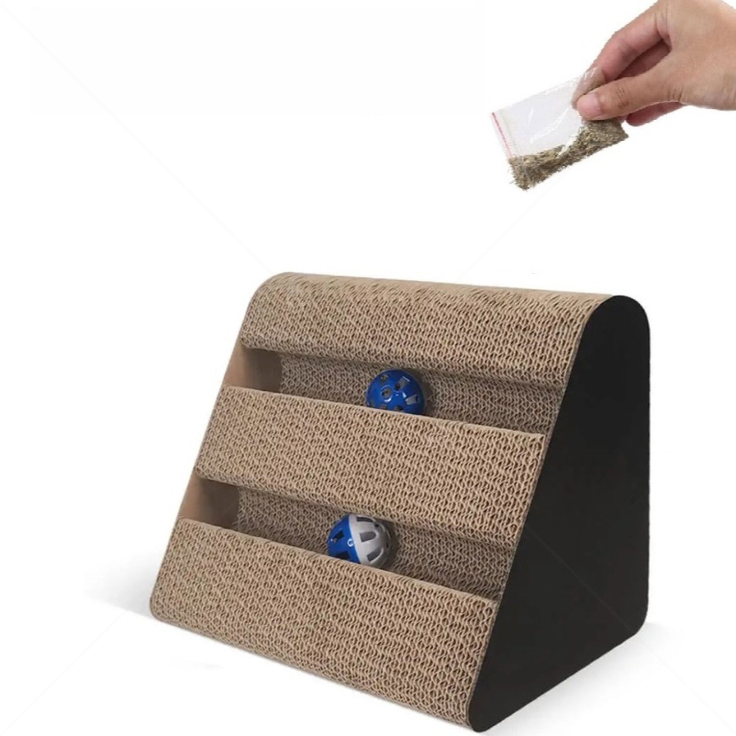 Драскало от картон с отвори и топчета ANIPRO, триъгълник