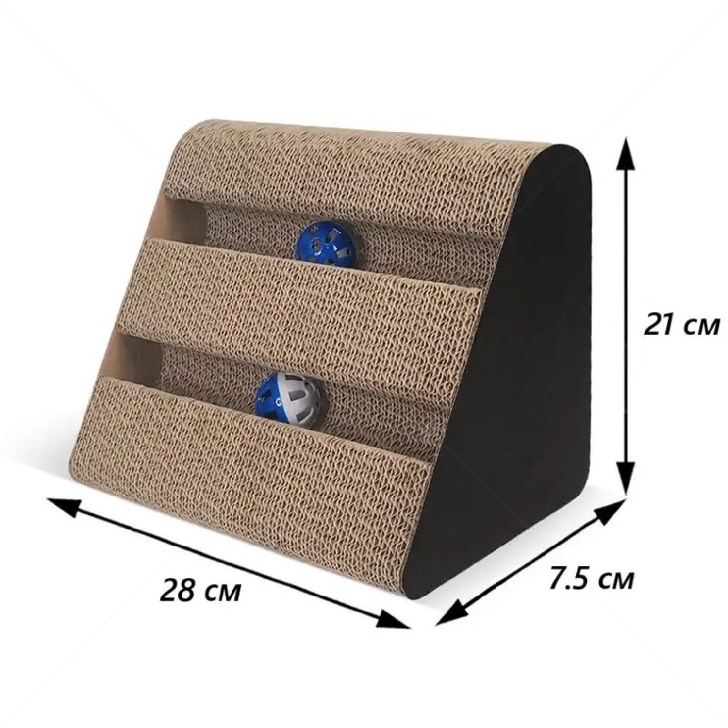 Драскало от картон с отвори и топчета ANIPRO, триъгълник