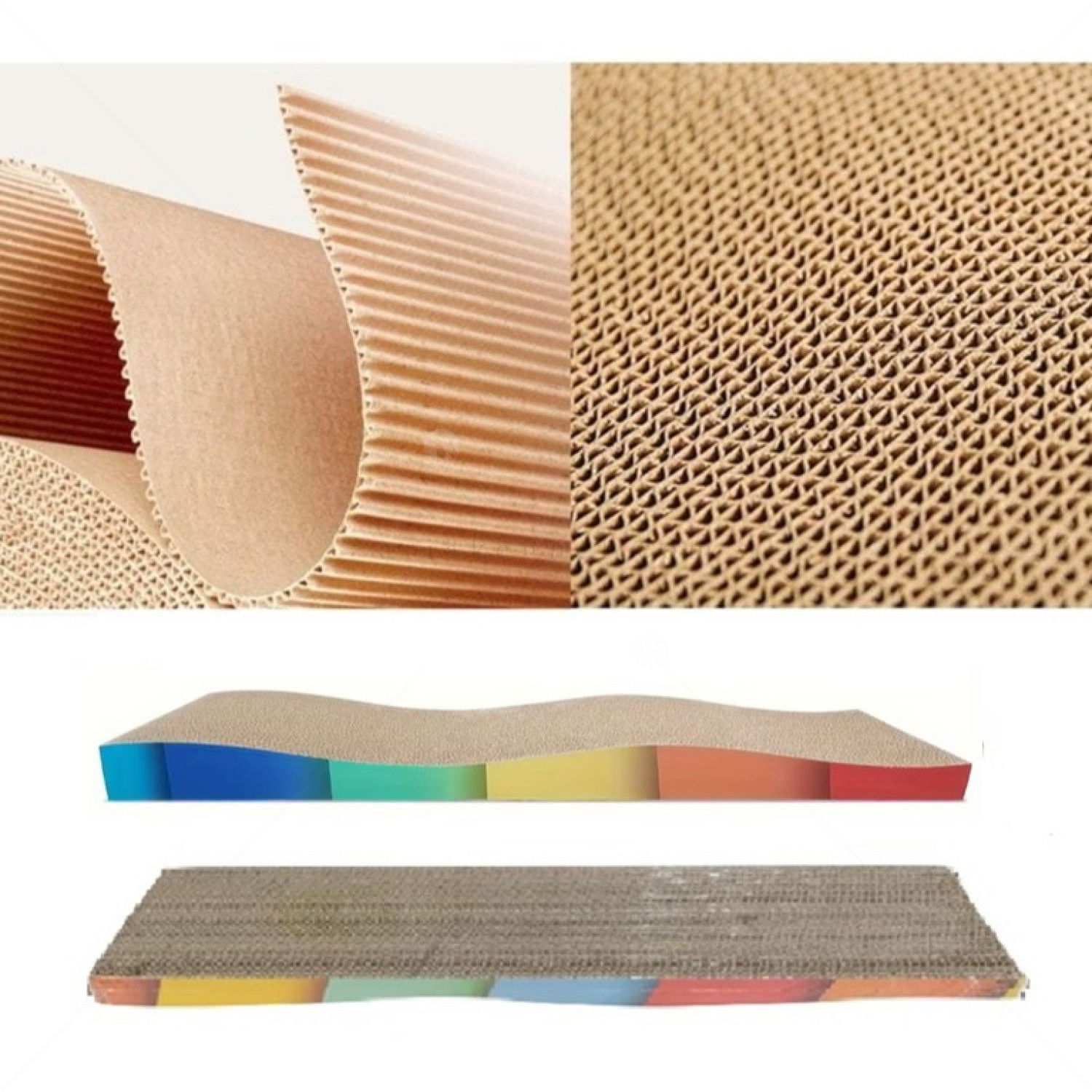 Драскало от картон "Вълна" с котешка билка AMAZONIA, многоцветно