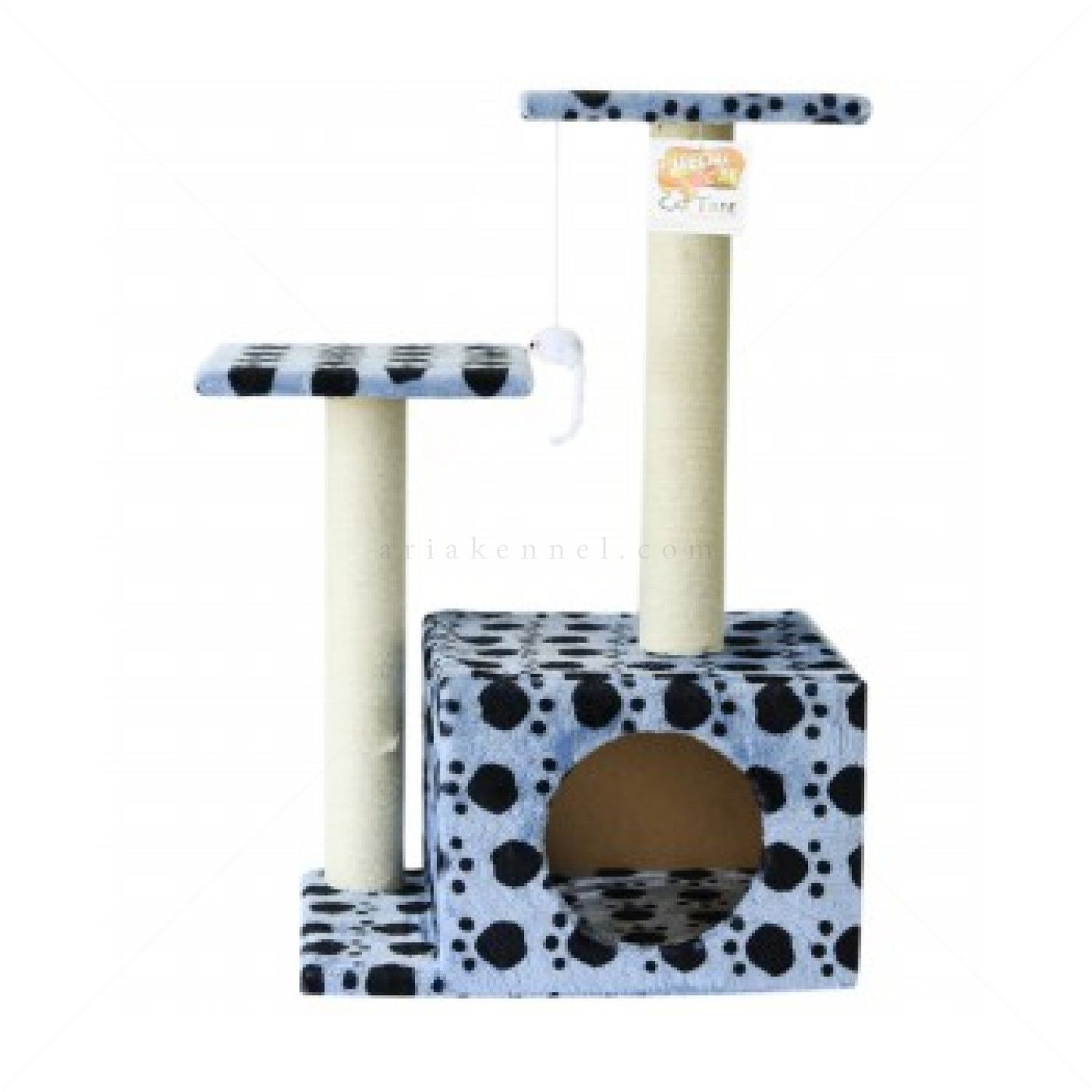 SPECIAL CAT Катерушка с къщичка за спане и топче за игра, светлосиня с лапи