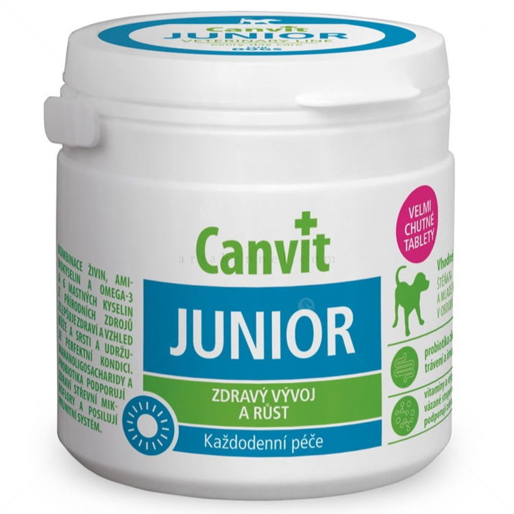 Хранителна добавка с пре- и пробиотици за малки и подрастващи кучета CANVIT Junior 230 гр