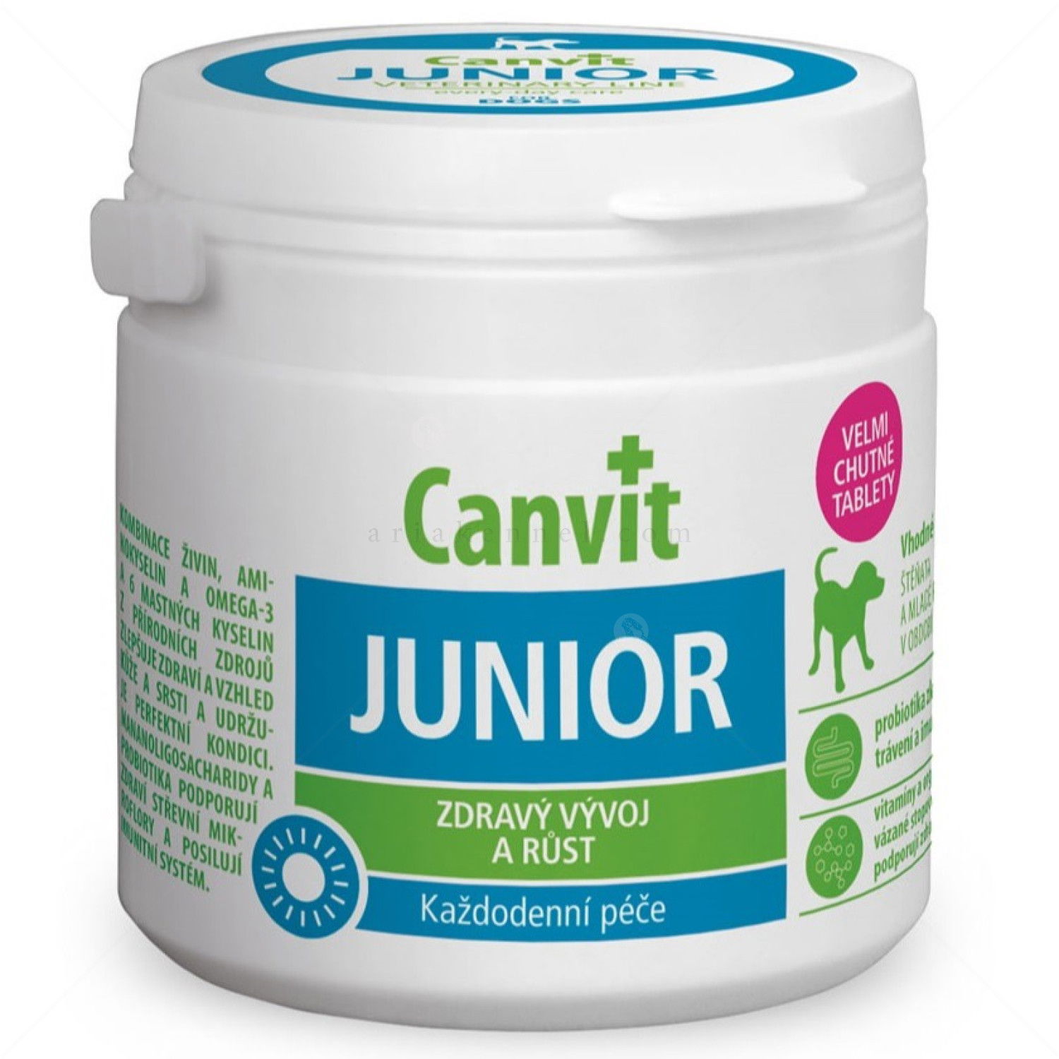 Хранителна добавка с пре- и пробиотици за малки и подрастващи кучета CANVIT Junior 230 гр