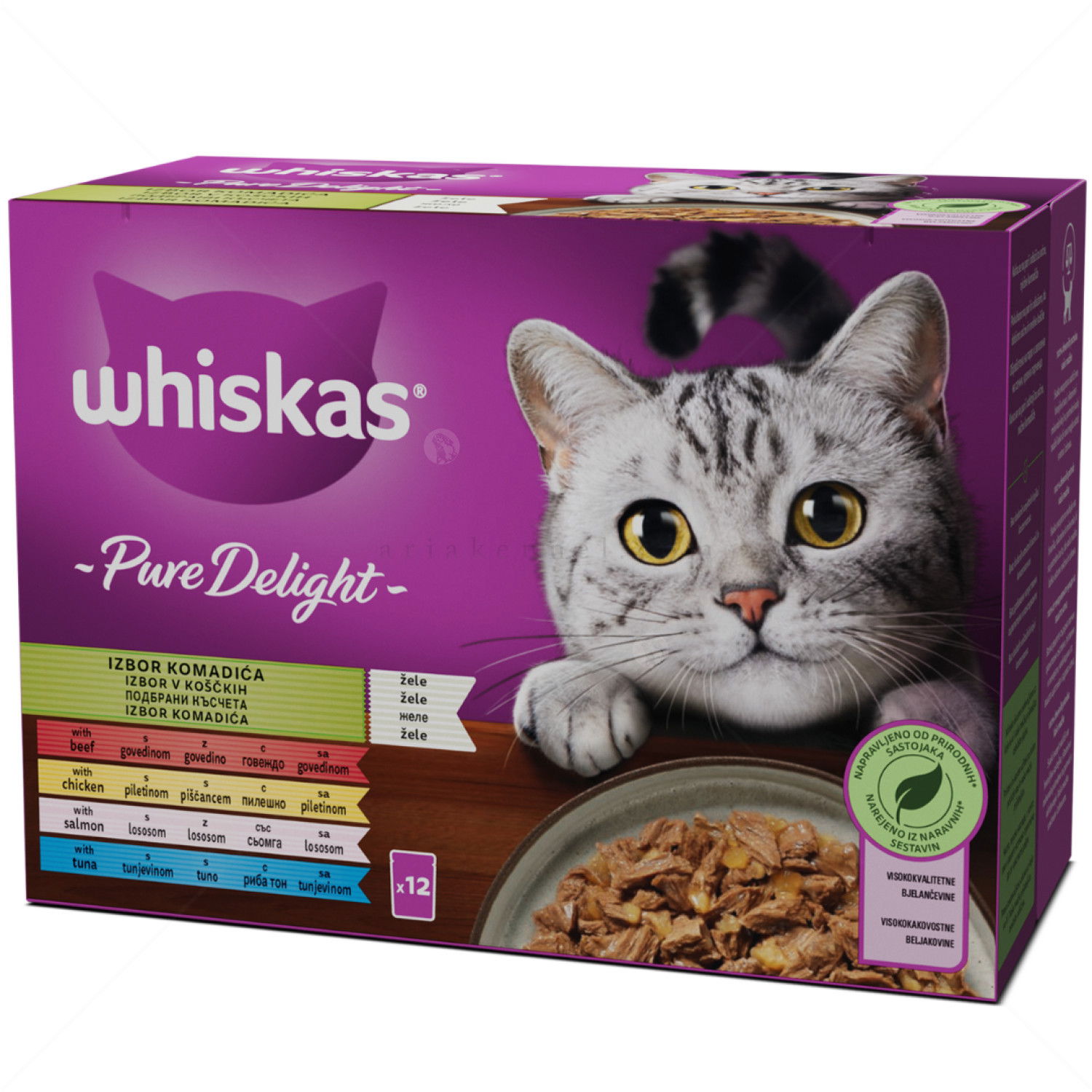 WHISKAS Pure Delight 12х85 гр Adult Подбрани късчета в желе