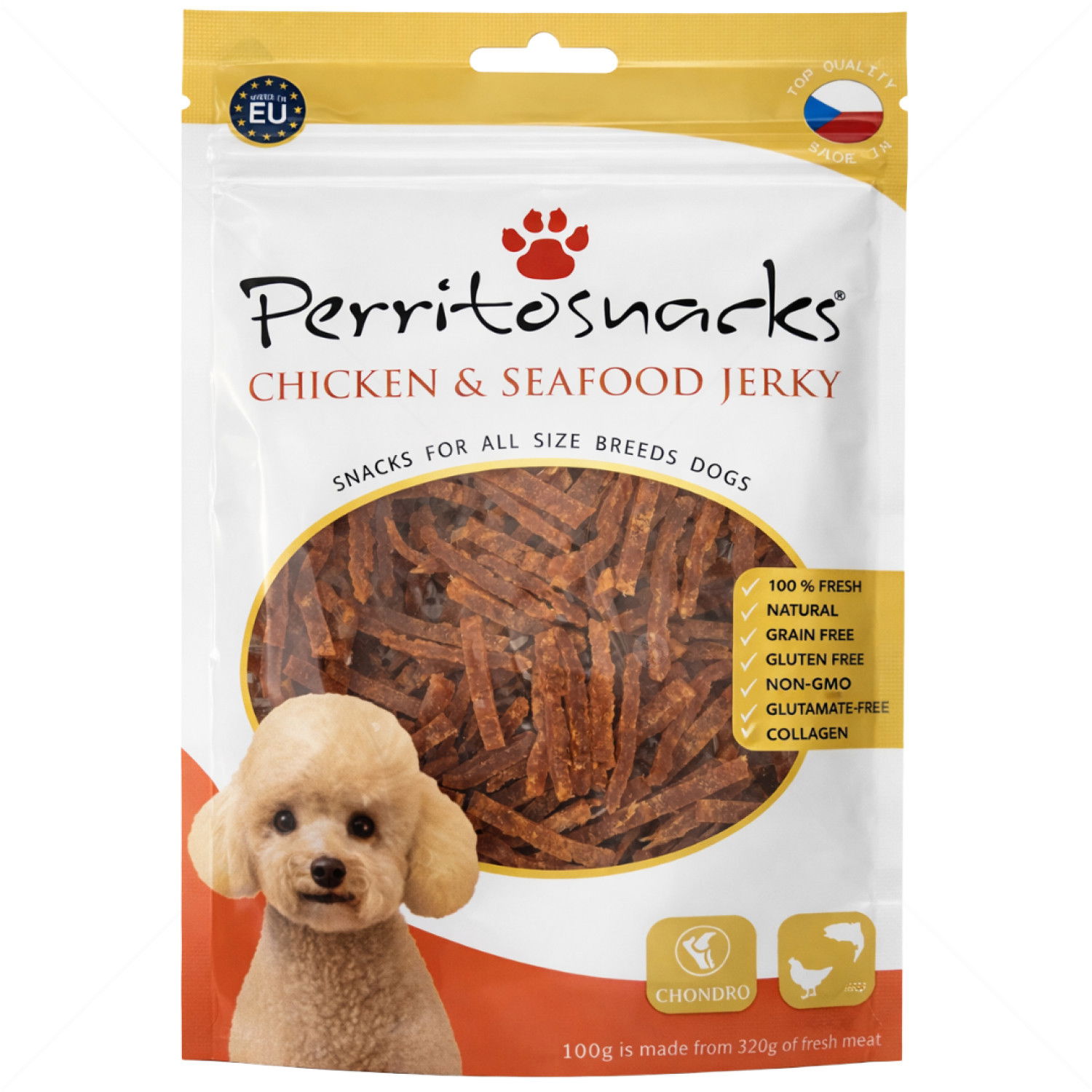 Късчета с пилешко месо и морски дарове за котенца и малки кученца PERRITO Premium