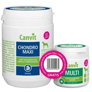 Комплект от добавка за стави CANVIT Chondro Maxi 500 гр + ПОДАРЪК мултивитамини CANVIT Multi 100 гр