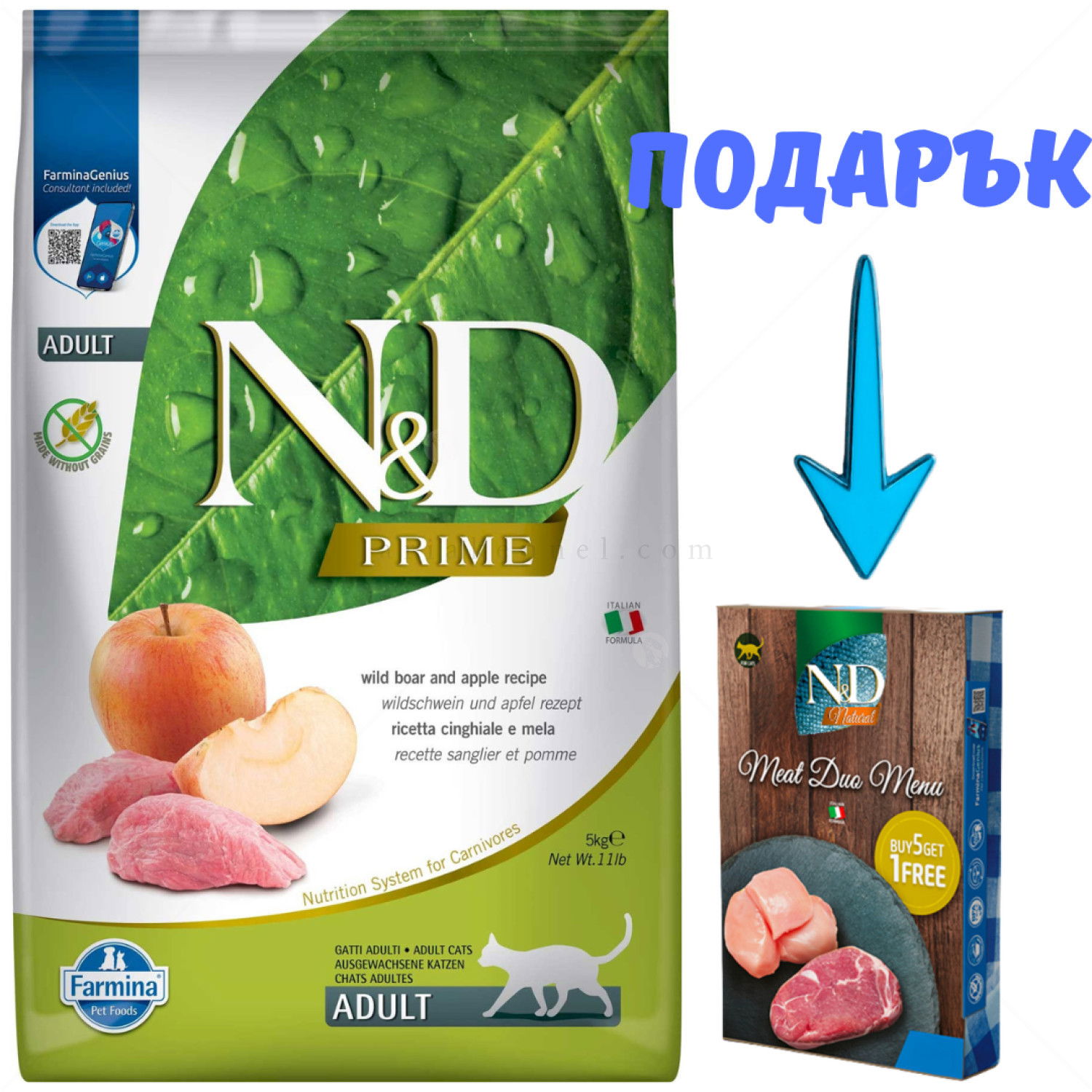 N&D Cat 5 кг Prime Boar Adult