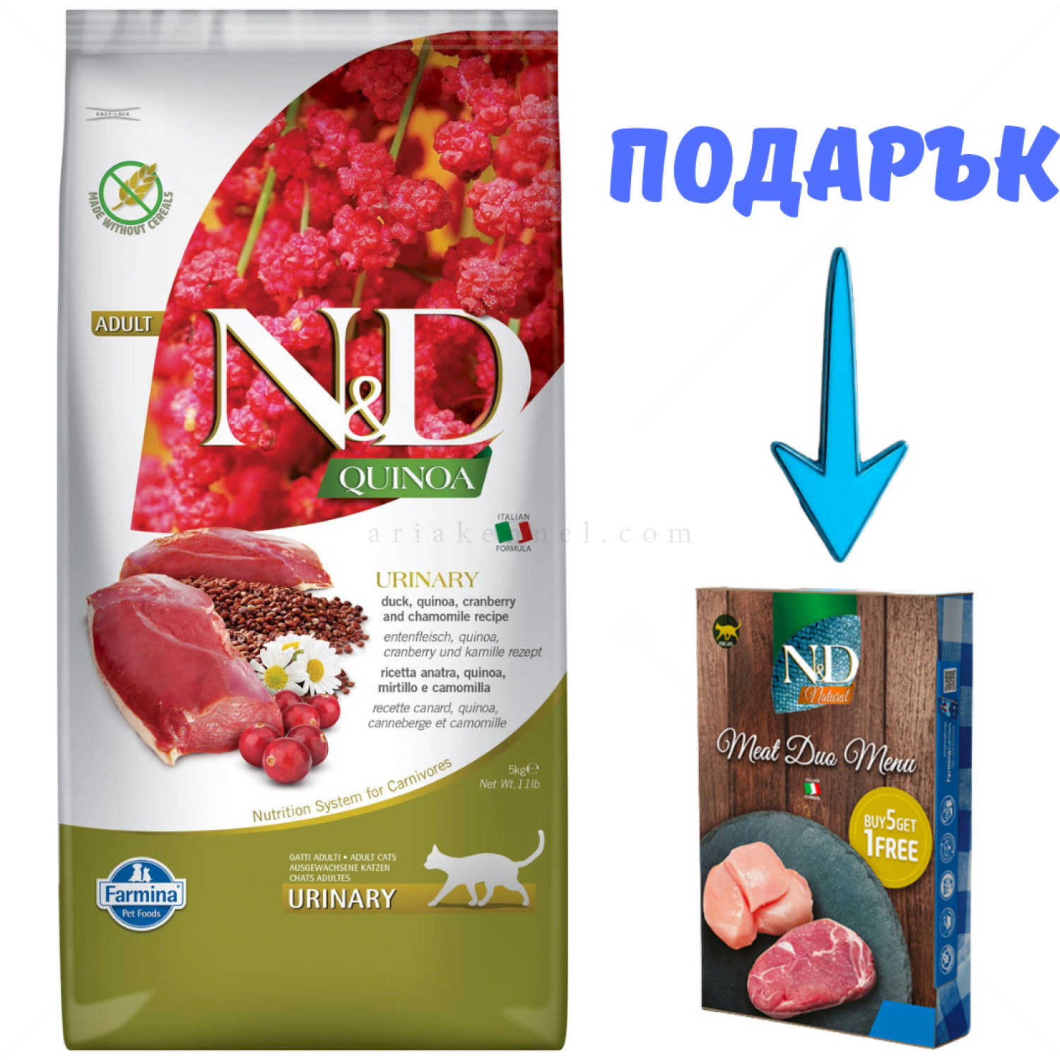 N&D Cat 5 кг Quinoa Urinary Duck