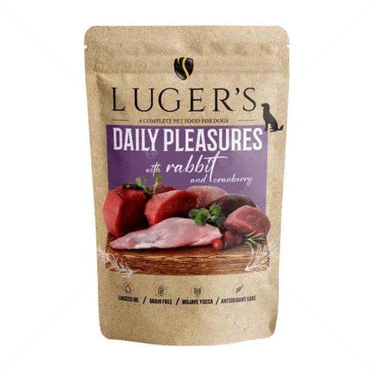 Пауч със заешко и червени боровинки 500 гр LUGER'S Dog Adult Daily Pleasures with Rabbit and Blueberry