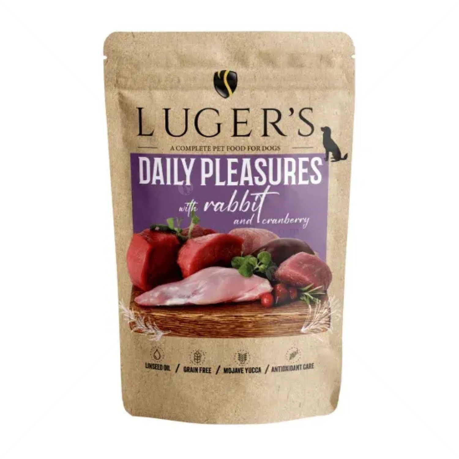Пауч със заешко и червени боровинки 500 гр LUGER'S Dog Adult Daily Pleasures with Rabbit and Blueberry
