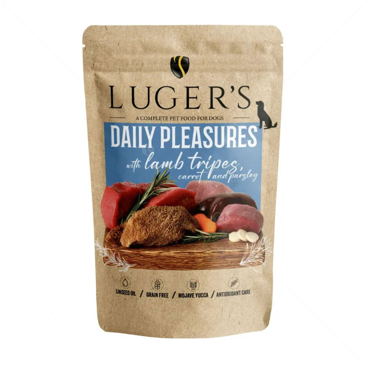 Пауч с агнешко шкембе и моркови 500 гр LUGER'S Dog Adult Daily Pleasures with Lamb tripes, carrot and parsley