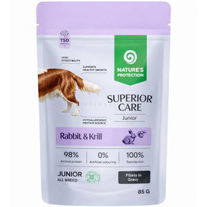 Пауч за подрастващи кученца със заек и крил 85 гр NATURE'S PROTECTION Superior Care Junior Rabbit & Krill