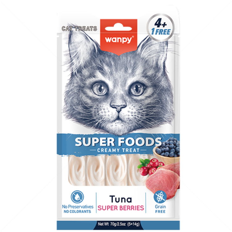 Кремообразно лакомство с вкус на риба тон и горски плодове WANPY Superfoods Creamy Treat Tuna & Super Berries