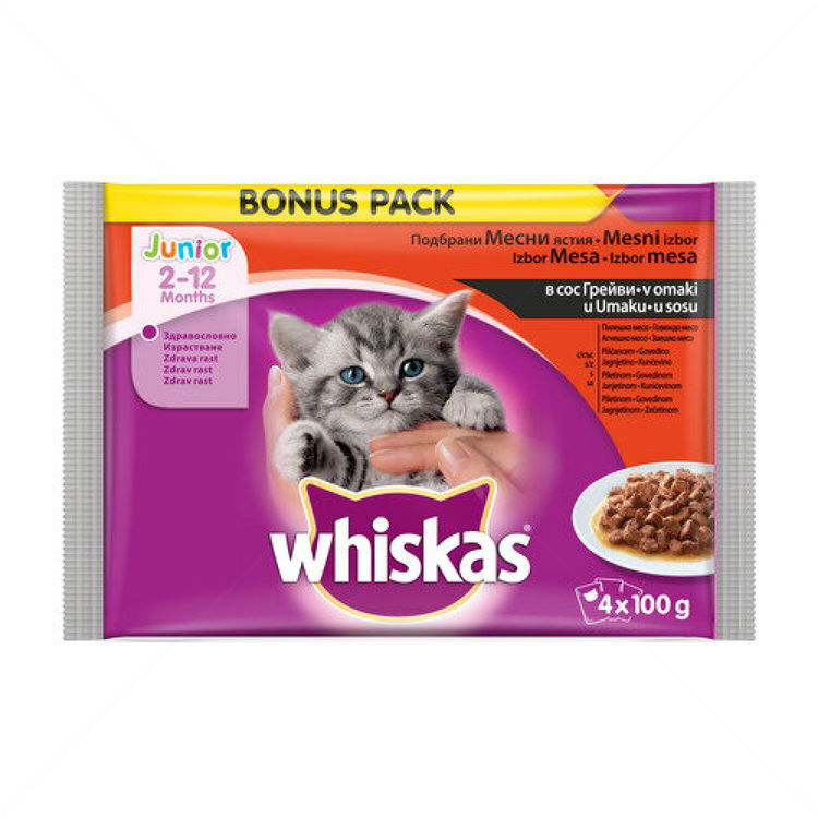 WHISKAS Junior 4х100 гр. Месни ястия