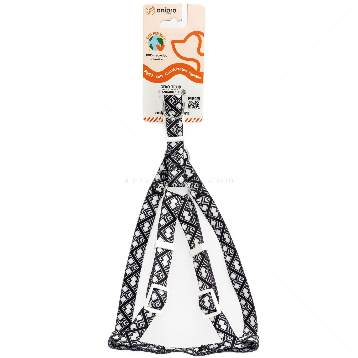 Нагръдник ANIPRO Soft Touch Ethno, лента с бяла тока