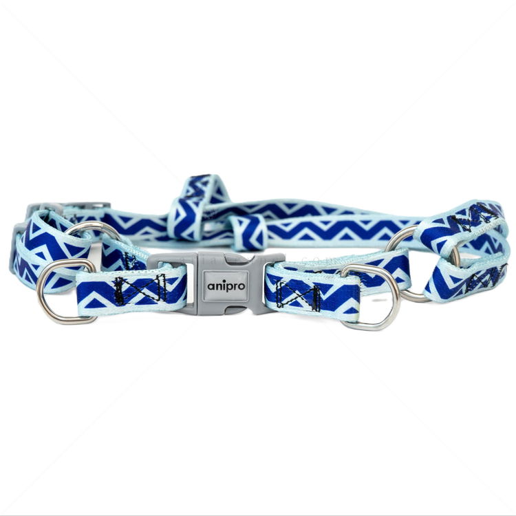 Нагръдник ANIPRO Soft Touch Blue Whale, размер S, лента със сива тока