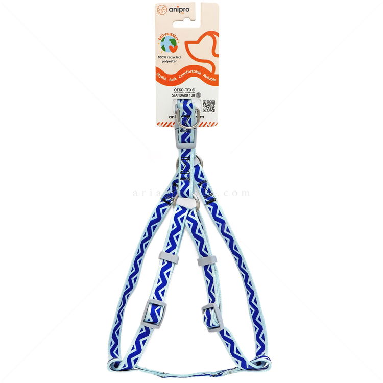 Нагръдник ANIPRO Soft Touch Blue Whale, размер M, лента със сива тока