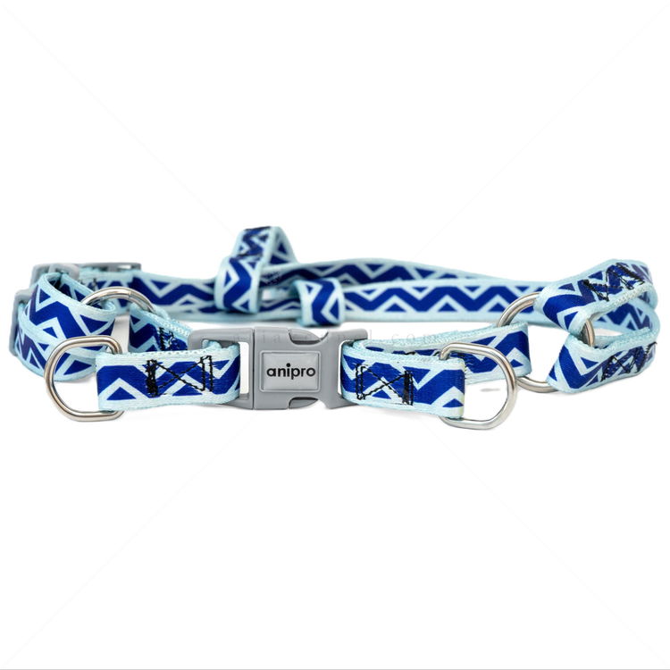 Нагръдник ANIPRO Soft Touch Blue Whale, размер M, лента със сива тока