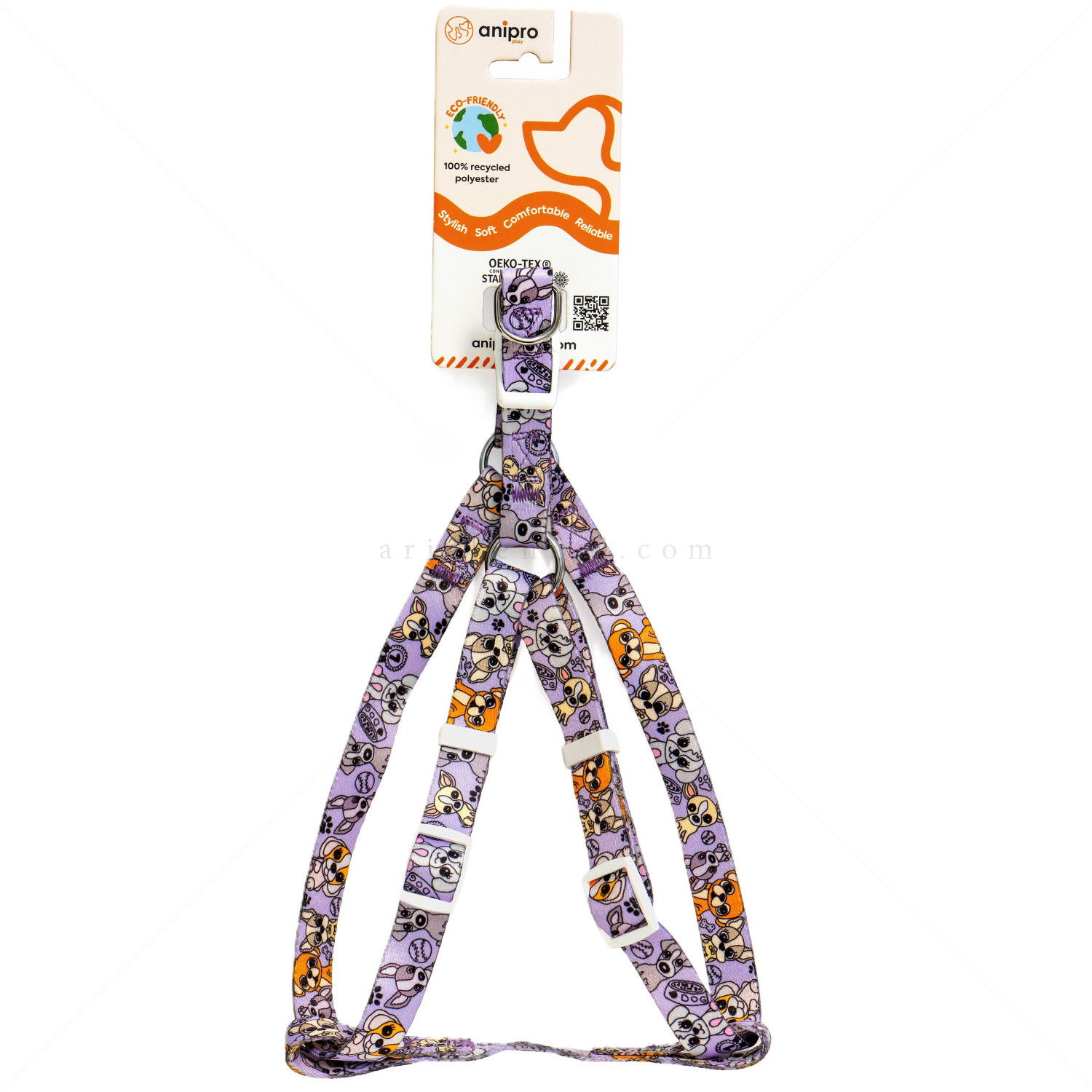 Нагръдник ANIPRO Soft Touch Cute Puppies, размер S, лента с бяла тока