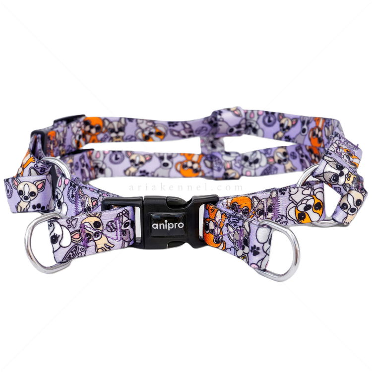 Нагръдник ANIPRO Soft Touch Cute Puppies, лента с черна тока