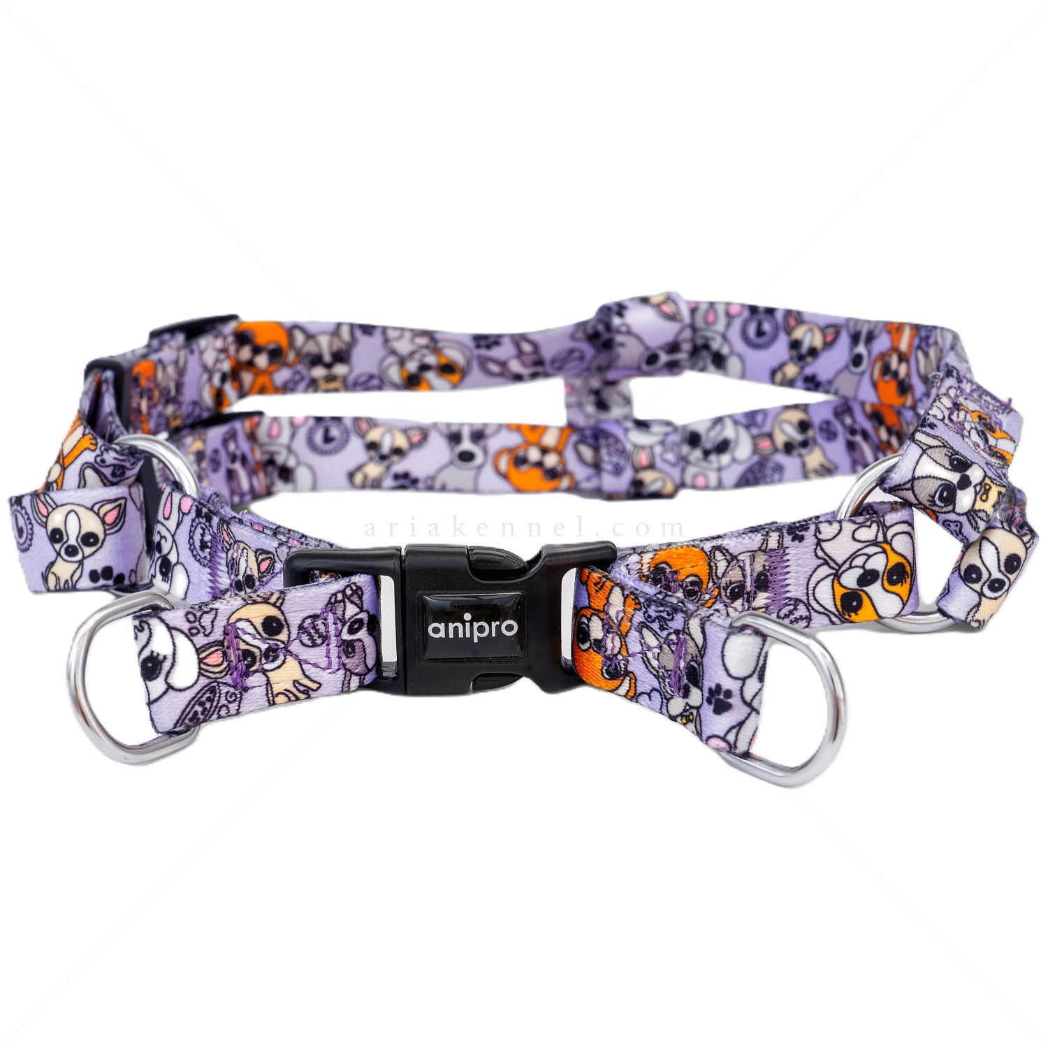 Нагръдник ANIPRO Soft Touch Cute Puppies, размер S, лента с черна тока