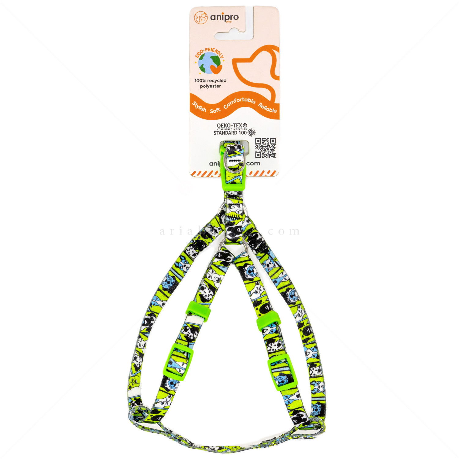 Нагръдник ANIPRO Soft Touch Dog Selfie, размер M, лента със светлозелена тока