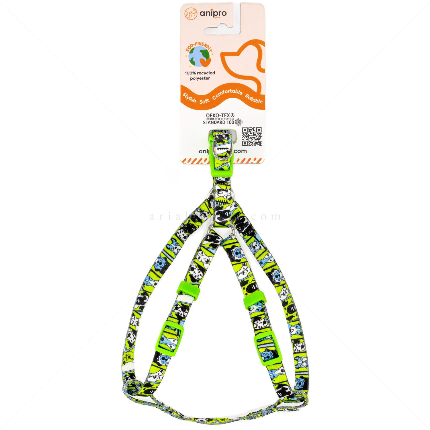 Нагръдник ANIPRO Soft Touch Dog Selfie, лента със светлозелена тока