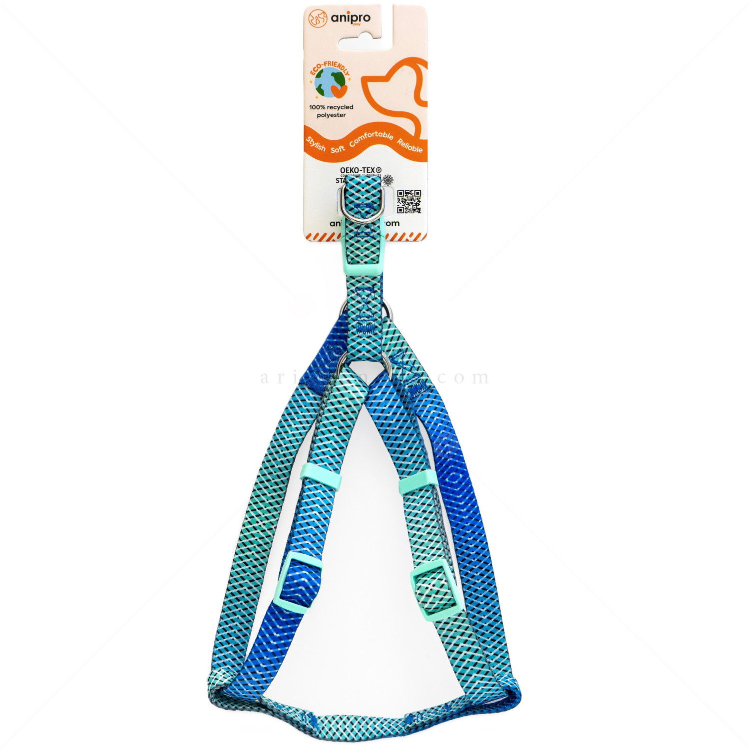 Нагръдник ANIPRO Soft Touch Let's Go, лента с ментово зелена тока