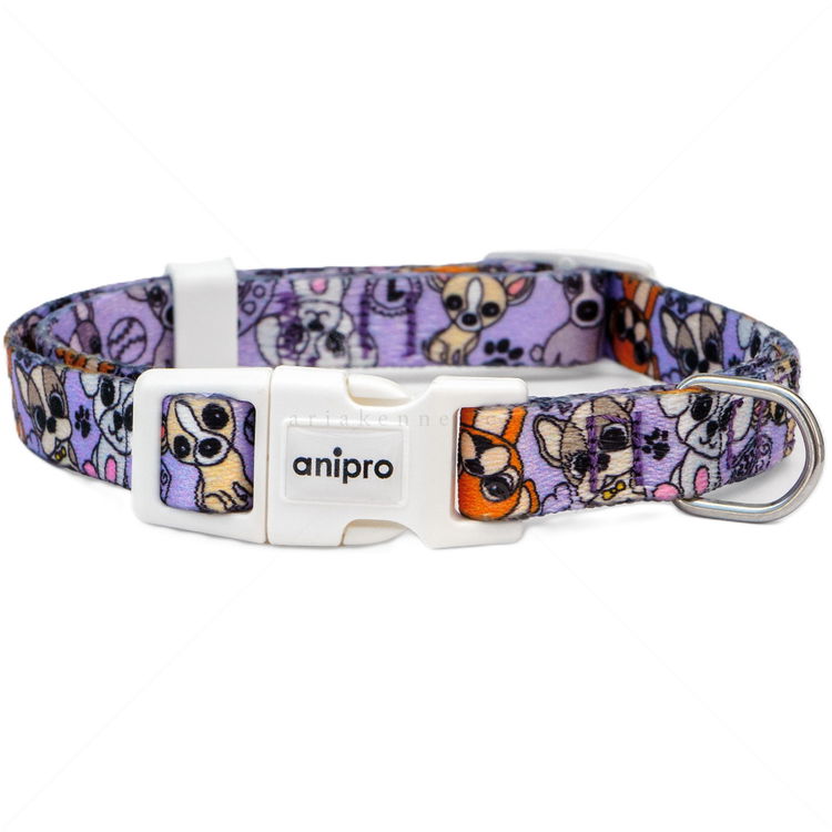 Нашийник ANIPRO Soft Touch Cute Puppies, размер M, с бяла тока