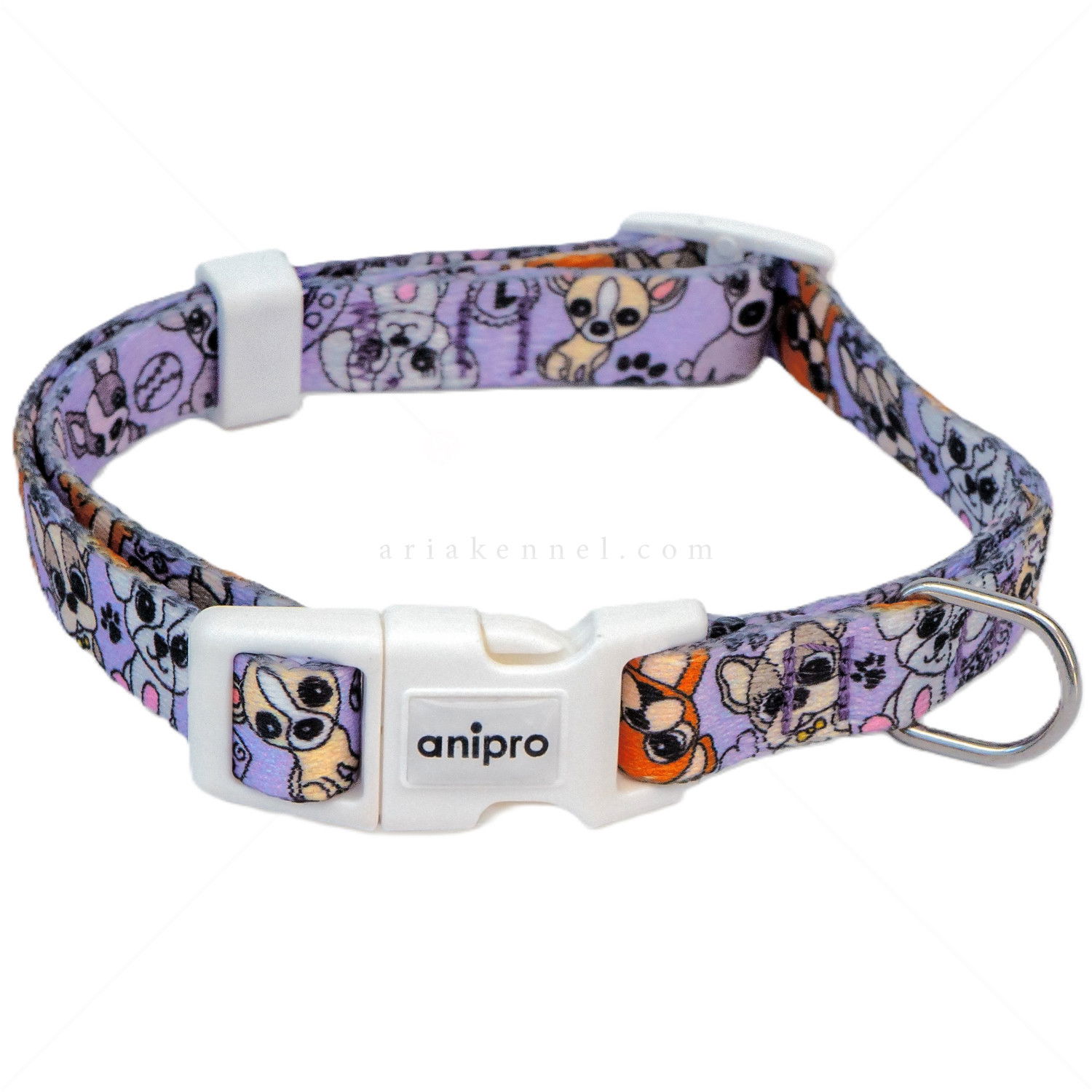 Нашийник ANIPRO Soft Touch Cute Puppies, размер L, с бяла тока