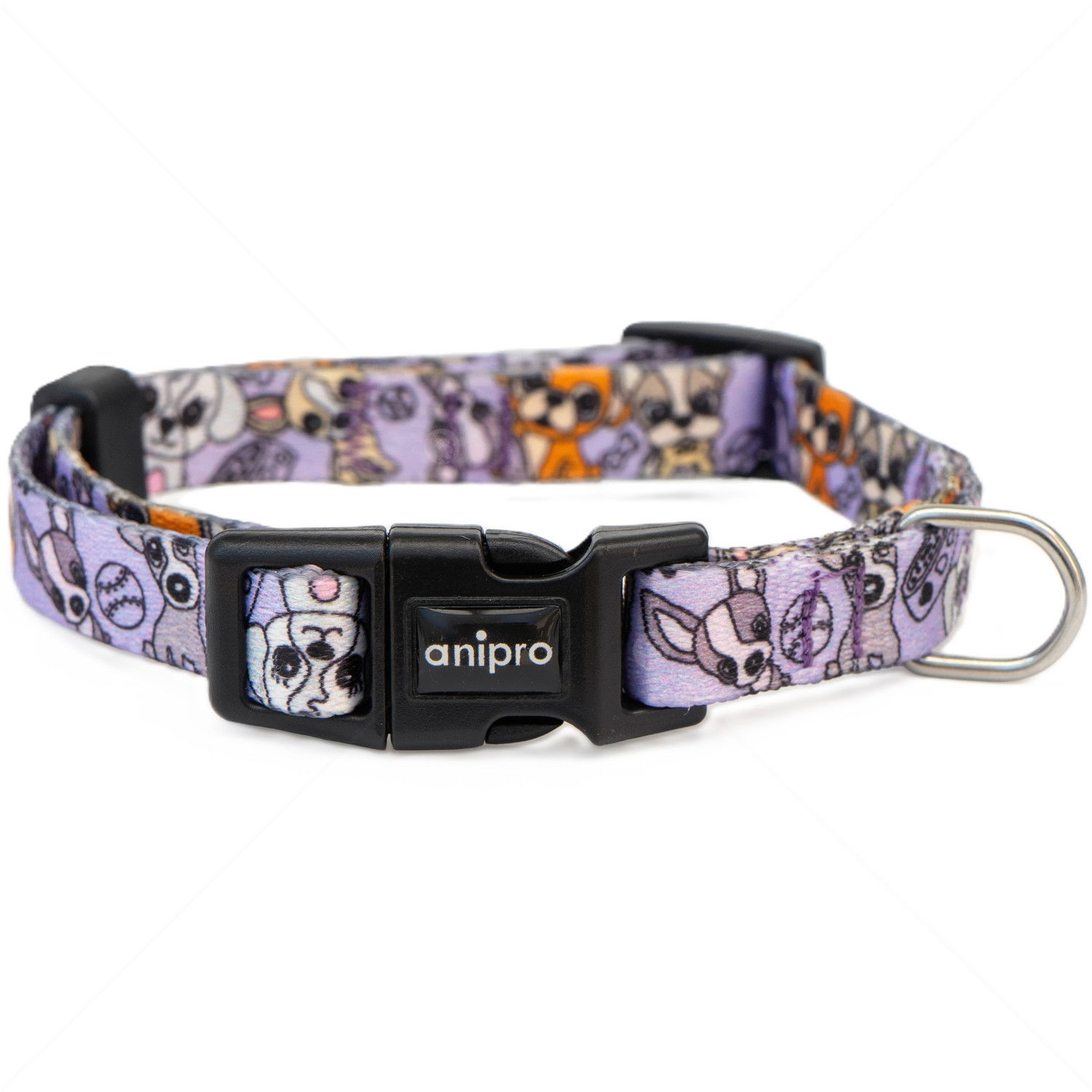 Нашийник ANIPRO Soft Touch Cute Puppies, с черна тока