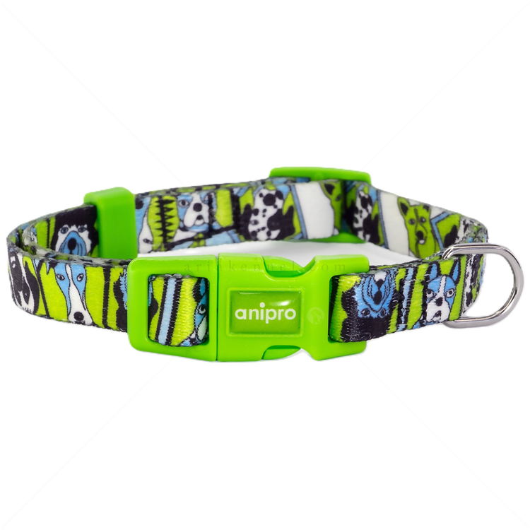 Нашийник ANIPRO Soft Touch Dog Selfie, размер L, със светлозелена тока