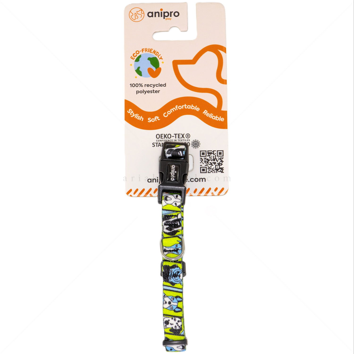 Нашийник ANIPRO Soft Touch Dog Selfie, с черна тока