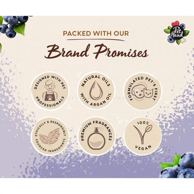 Изсветляващ шампоан за кучета с бяла или светла козина PET HEAD Berry Bright Whitening Shampoo