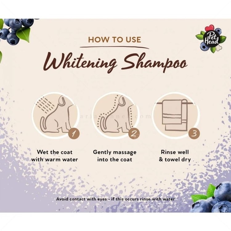 Изсветляващ шампоан за кучета с бяла или светла козина PET HEAD Berry Bright Whitening Shampoo