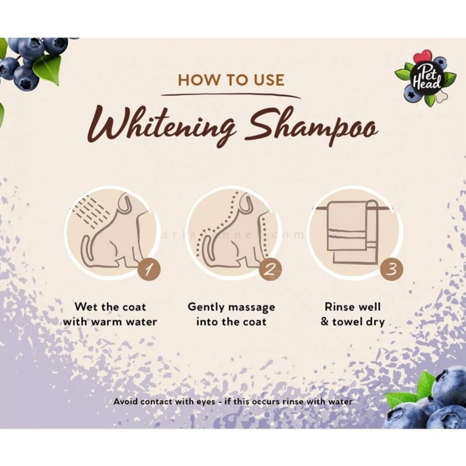 Изсветляващ шампоан за кучета с бяла или светла козина PET HEAD Berry Bright Whitening Shampoo