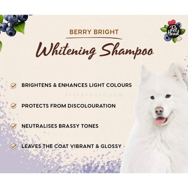 Изсветляващ шампоан за кучета с бяла или светла козина PET HEAD Berry Bright Whitening Shampoo